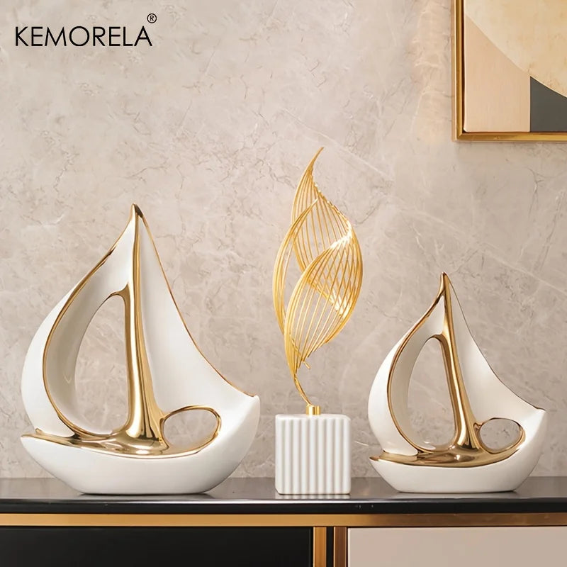 Afralia™ Luxury Sailboat Sculpture | Elegant Desk Decor for Home and Office