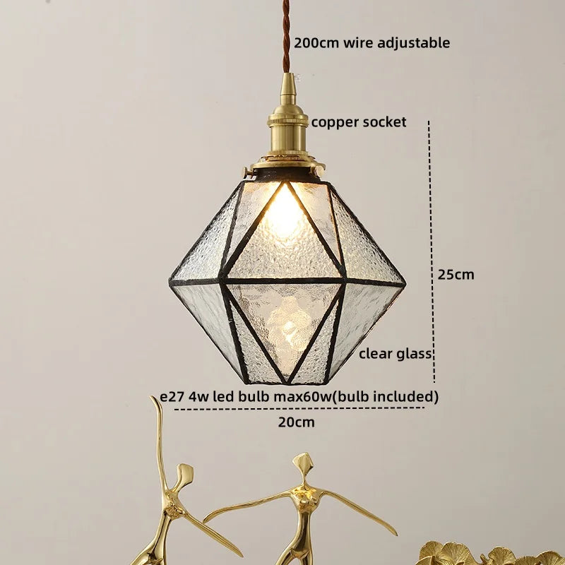 Afralia™ Copper Glass LED Pendant Light - Nordic Hanging Lamp for Home Decor