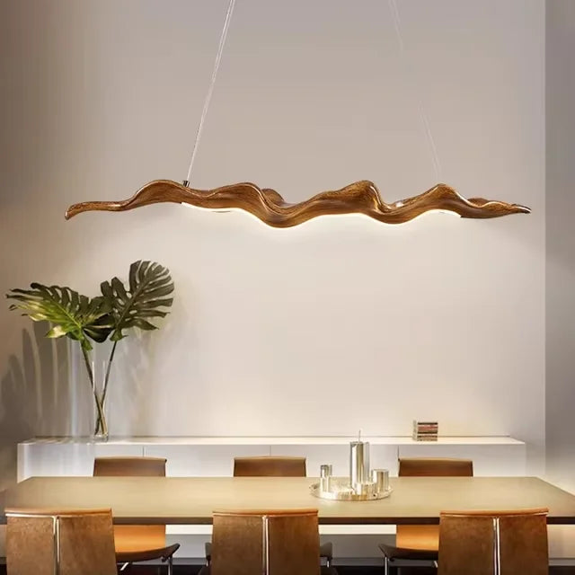 Afralia™ Leaf Pendant Light: Modern Wood Hanging Lamp for Kitchen Dining Office Decor