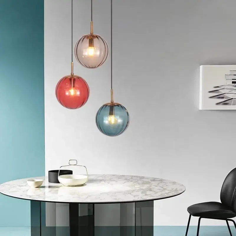 Afralia™ Water Pattern Glass Chandelier Pendant Light for Restaurant Bar Counter