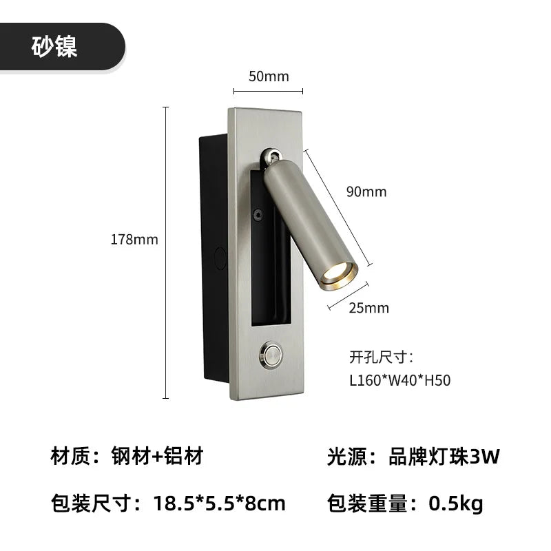 Afralia™ 3W LED Mounted Headboard Wall Light for Bedroom and Hotel