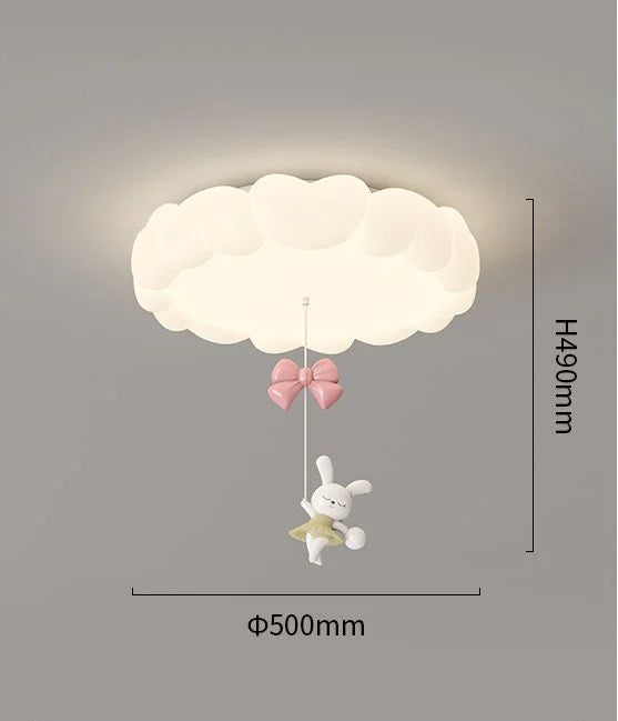 Afralia™ LED Bubble Cloud Rabbit Ceiling Light - Cream Style Warm Lighting for Children's Room