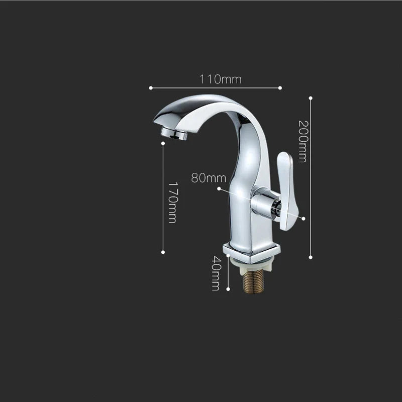 Afralia™ Chrome Basin Faucet Single Cold Water Deck Mount Bathroom Vessel Tap