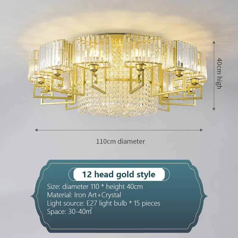 Afralia™ Luxury Crystal Ceiling Light for Living Room, Bedroom, Dining - Modern and Simple