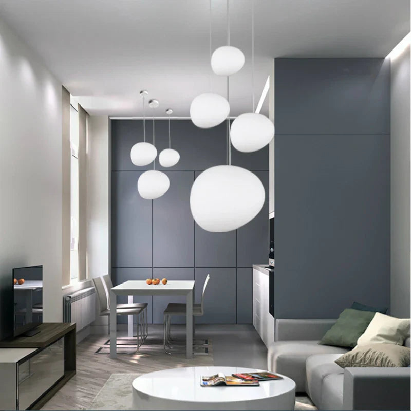 Afralia™ Glass Ball LED Pendant Light - Modern White Nordic Hanging Fixture