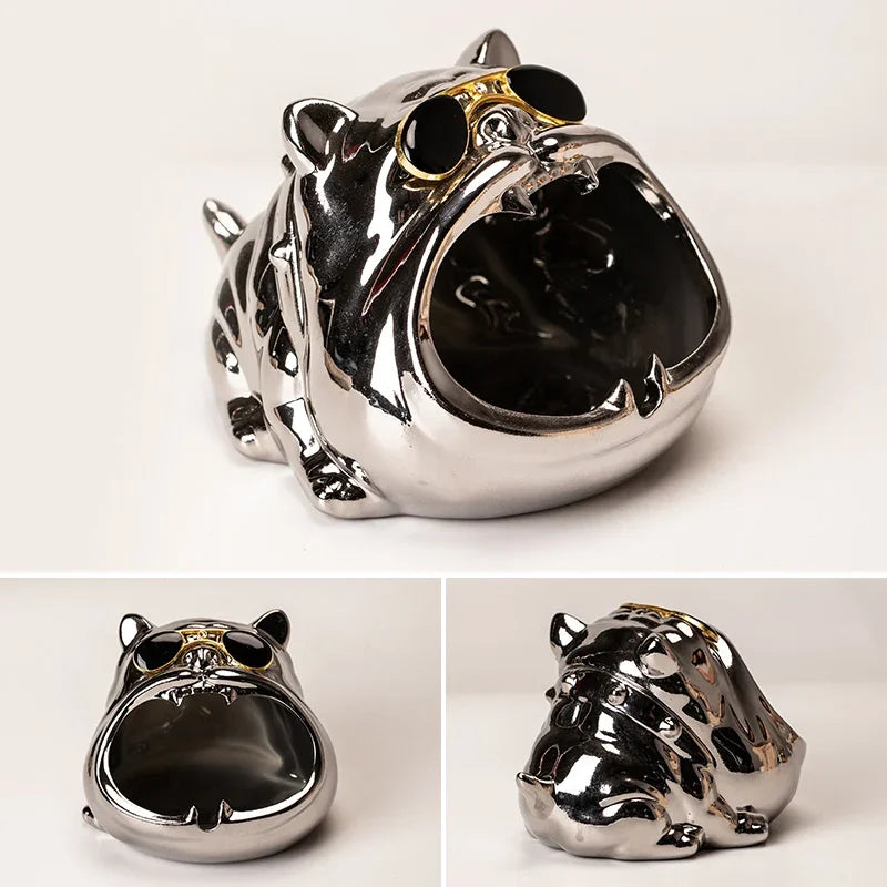 Afralia™ Bulldog Ceramic Ashtray - Desktop Smoking Accessories for Weed - Portable Ashtray Gift