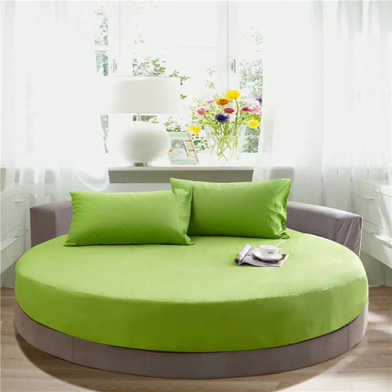 Afralia™ Cotton Round Fitted Bed Sheet Set with Pillowcases
