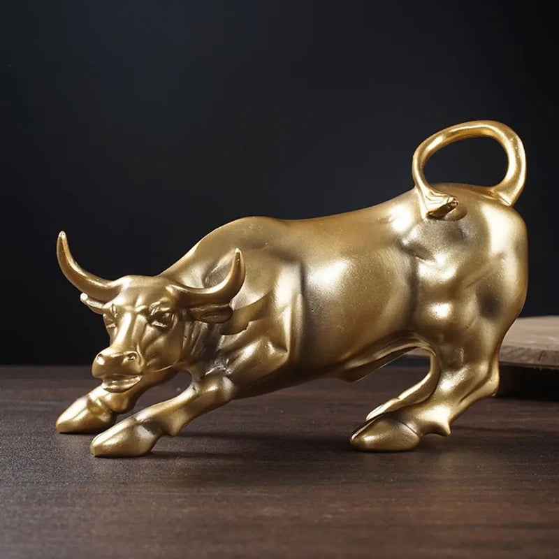 Afralia™ Bull of Fortune Resin Sculpture for Office Desk Feng Shui Decoration