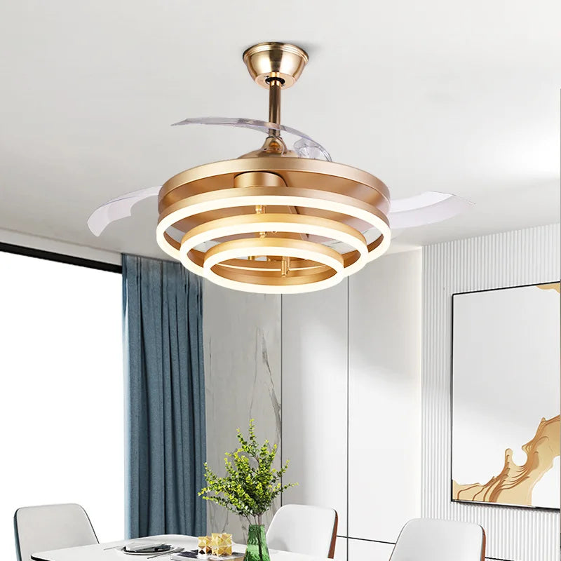 Afralia™ Postmodern Invisible Ceiling Fan Light with Adjustable LED, Reversible Fan Chandelier