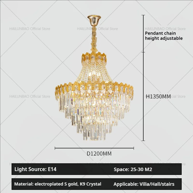 Afralia™ Hollow Crystal Chandelier: High Post Modern Luxury for Duplex Living Room