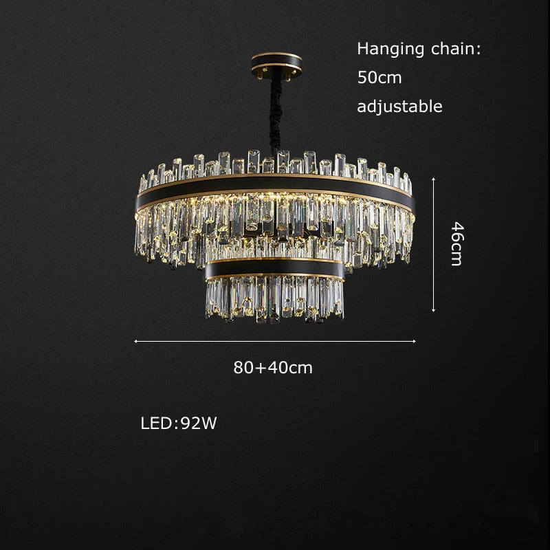 Afralia™ Crystal Chandelier Round Light Fixture for Luxury Living Room Décor