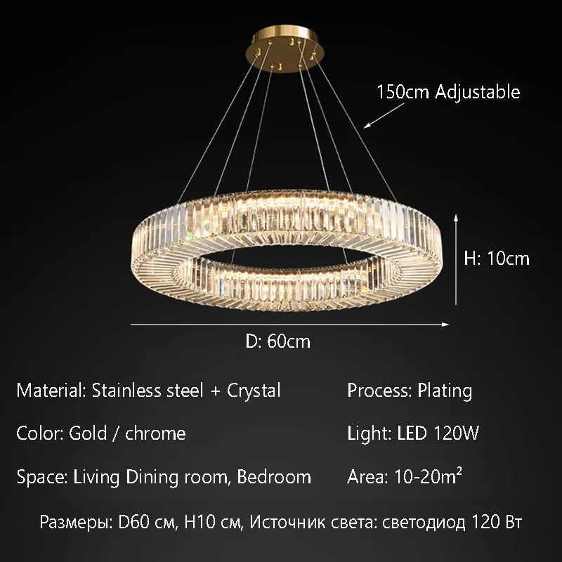 Afralia™ Elegant Crystal Chandelier LED Pendant Light for Home Décor