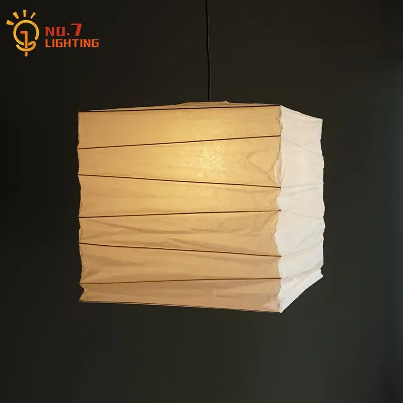 Afralia™ Wabi-sabi Noguchi Square Pendant Light - Modern Home Decor for Living/Dining Room