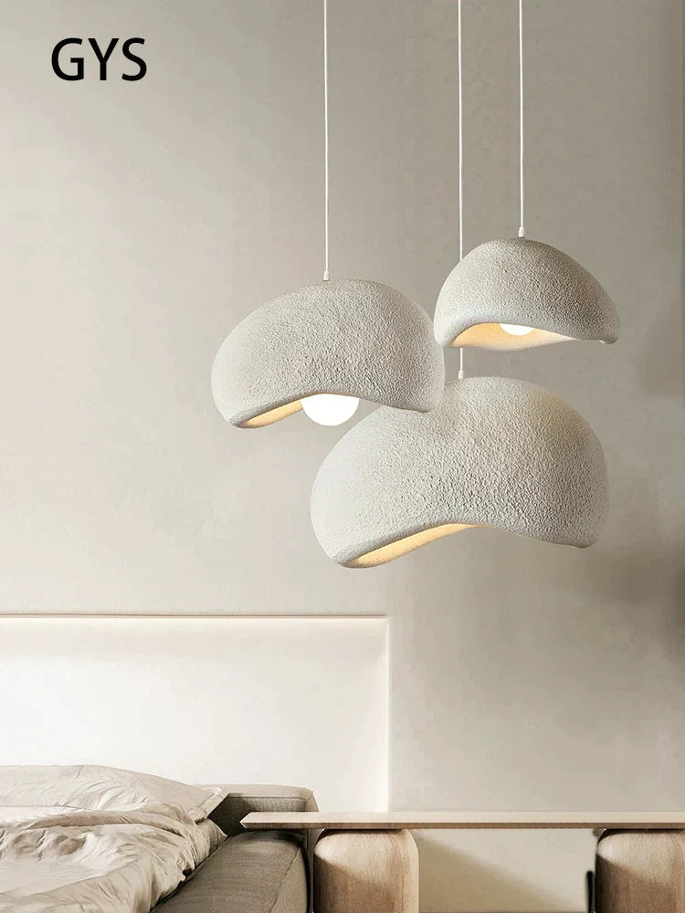 Afralia™ Cream Style Cloud Chandelier Cement LED Pendant Lamp - Modern Hanging Light