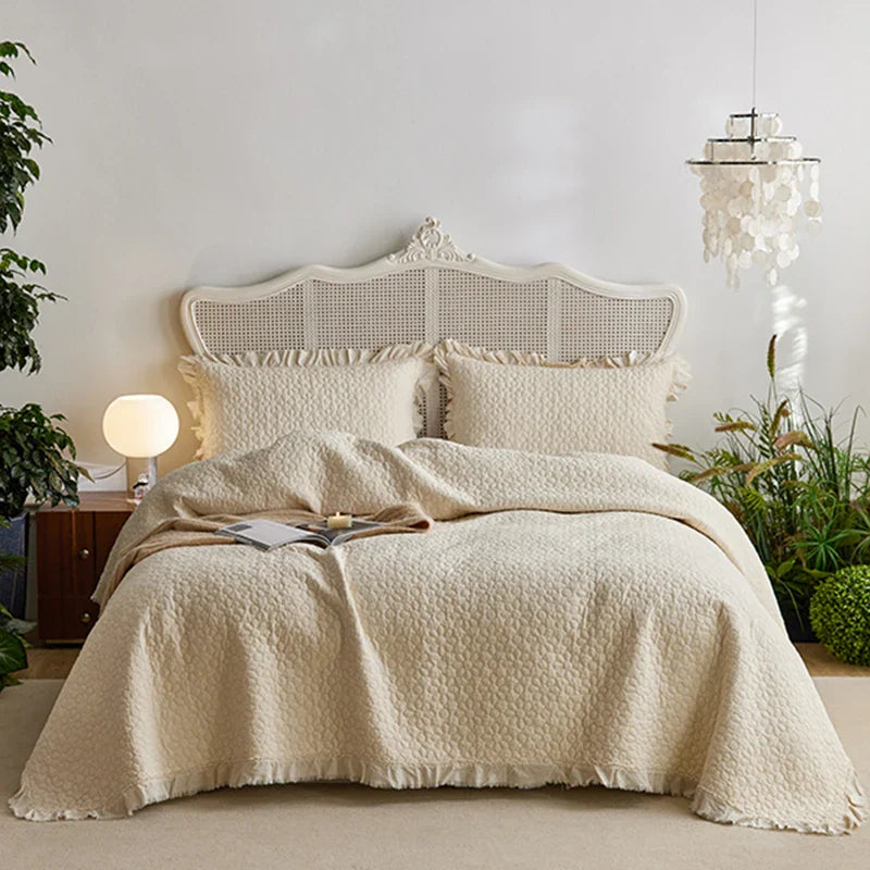 Afralia™ Cotton Quilted Bedspread Set with Pillowcase - Versatile & Summer-Ready