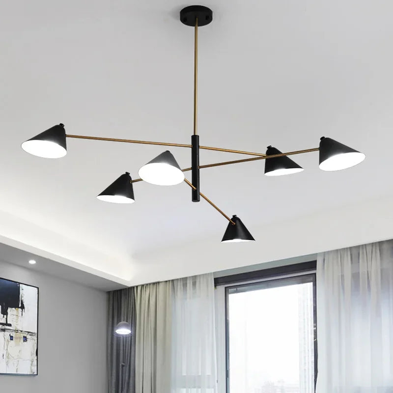 Afralia™ Cone Shade Chandelier: Minimalist Nordic Design for Living and Dining Rooms