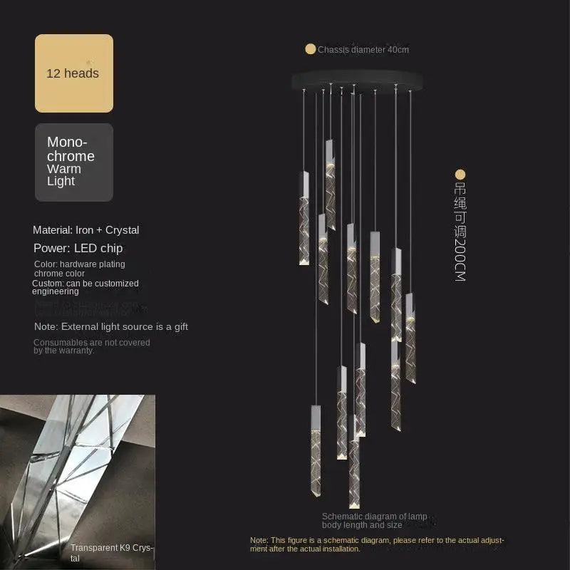 Afralia™ Luxury LED Chandelier for Staircase & Living Room - Modern Nordic Rotating Sky Lanterns