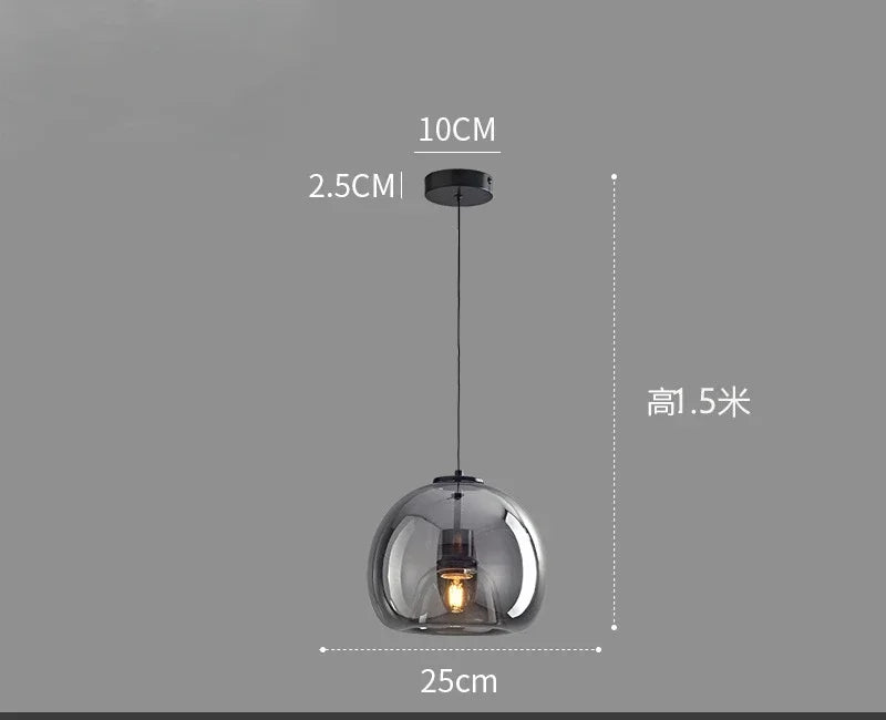 Afralia™ Glass Pendant Light Luxury Nordic Led Hanging Lamp Modern Bedroom Fixture