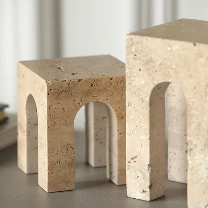 Afralia™ Hand-Carved Travertine Coffee Table Cabinet for Home Decor