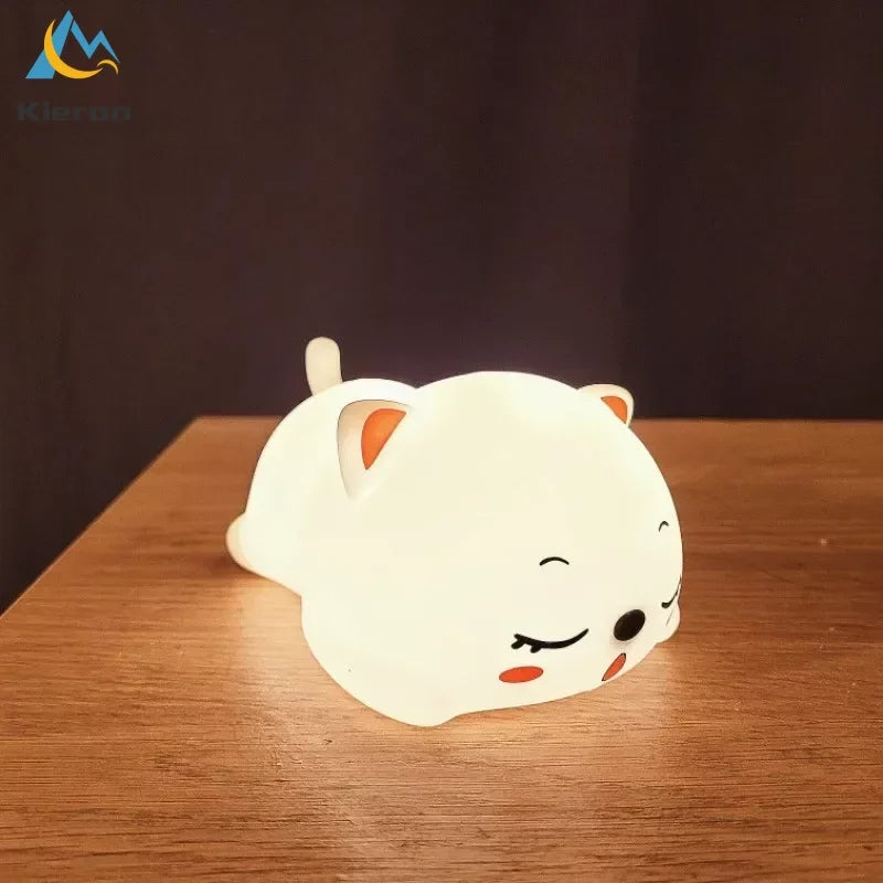 Afralia™ Cat Silicone LED Night Light with Remote Control