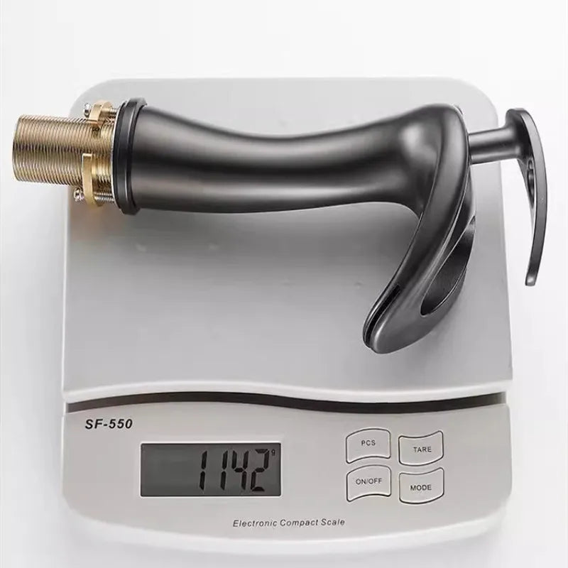 Afralia™ Waterfall Basin Faucet, Solid Brass Hot Cold Sink Faucet, Deck Mounted Lavatory Faucet