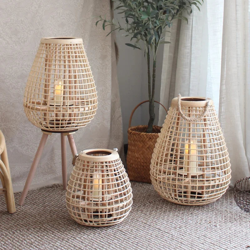 Afralia™ Wood Stand Candle Holders Japanese Nordic Style Lantern Modern Home Decor