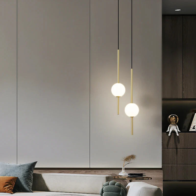 Afralia™ Minimalist Copper LED Chandelier: Height Adjustable Nordic Hanglamp.