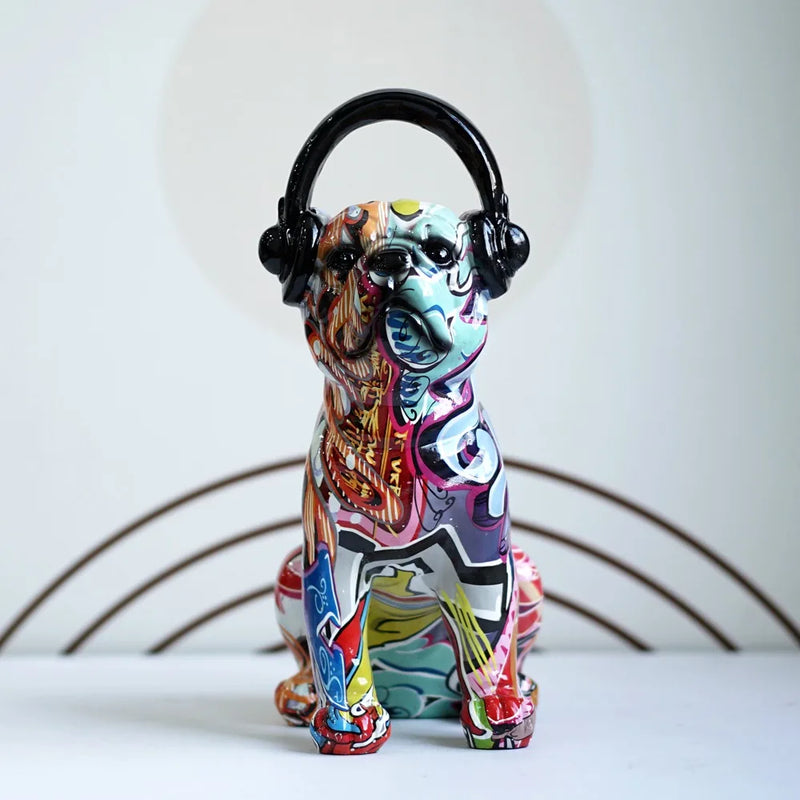 Afralia™ Colorful Bulldog Sculptures: Modern Art Figurines for Home Decor