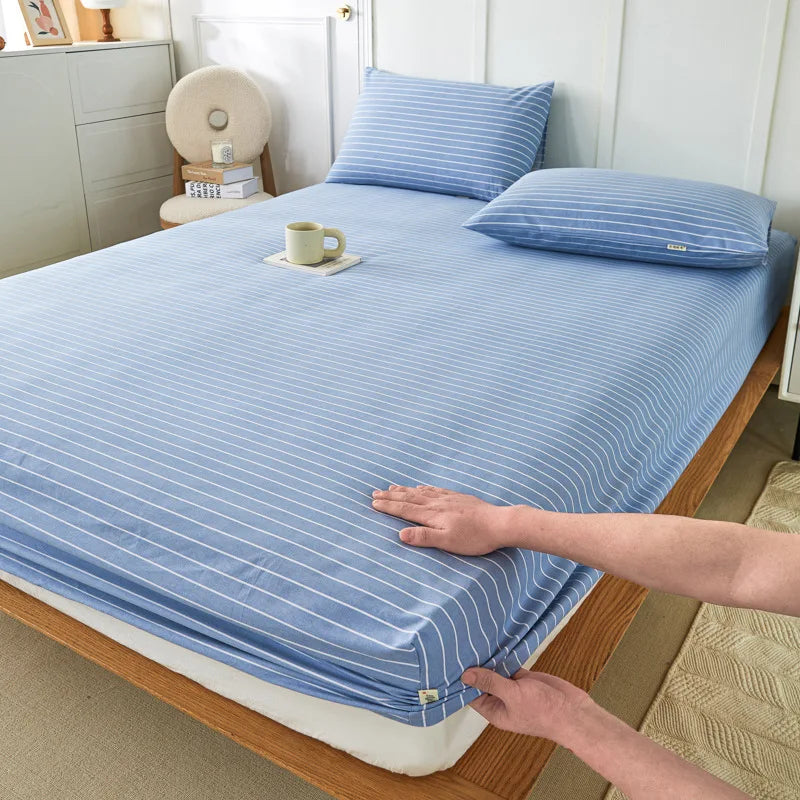 Afralia™ Coarse Cotton Queen Fitted Sheet: Comfortable, Durable Maternal Child Bedding