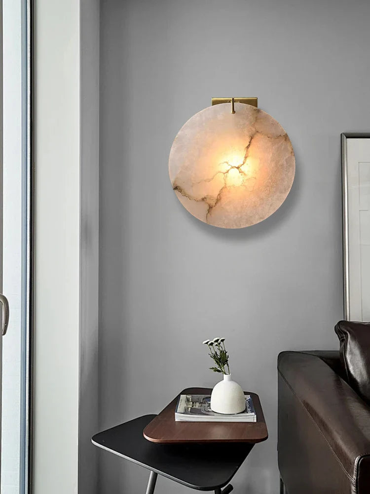 Afralia™ Round Marble Wall Sconce Lamps for Luxury Home Decor