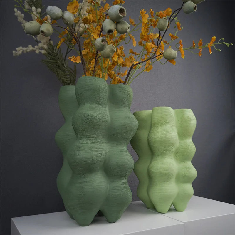 Afralia™ Geometric Resin Vase Sculpture Handmade Art Furnishings Home Decor Vase