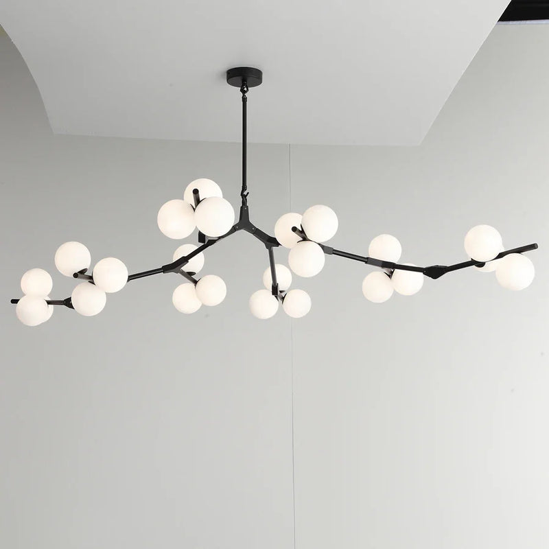 Afralia™ Glass Balls LED Chandelier: Molecular Living Decoration, Modern Branches Pendant Lighting Fixtures.