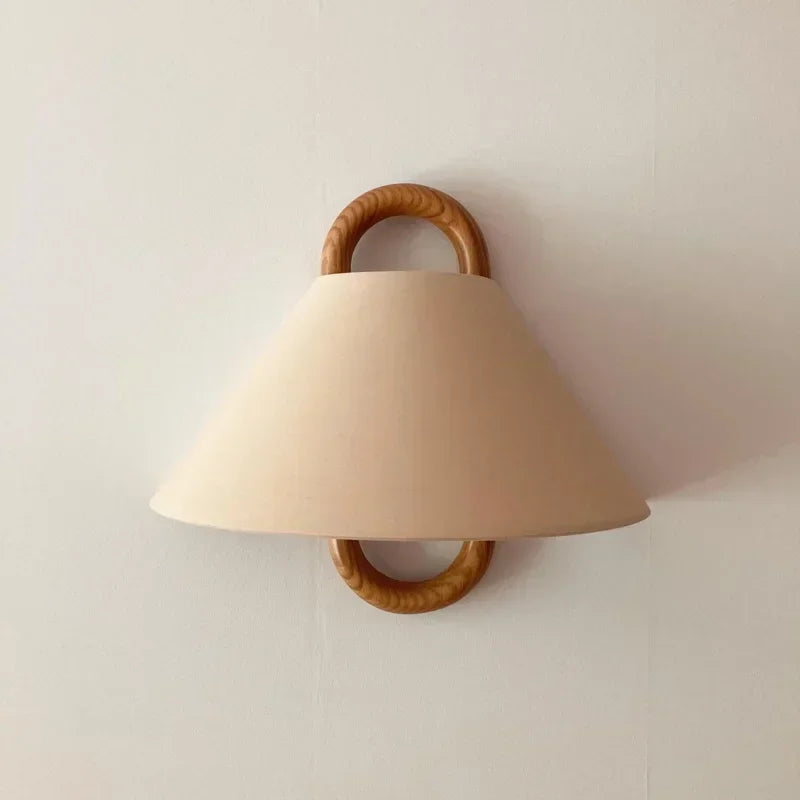 Afralia™ Beech Wood Wall Lamp: Wabi-sabi Style Fabric Art for Living Room, Bedroom, or Porch