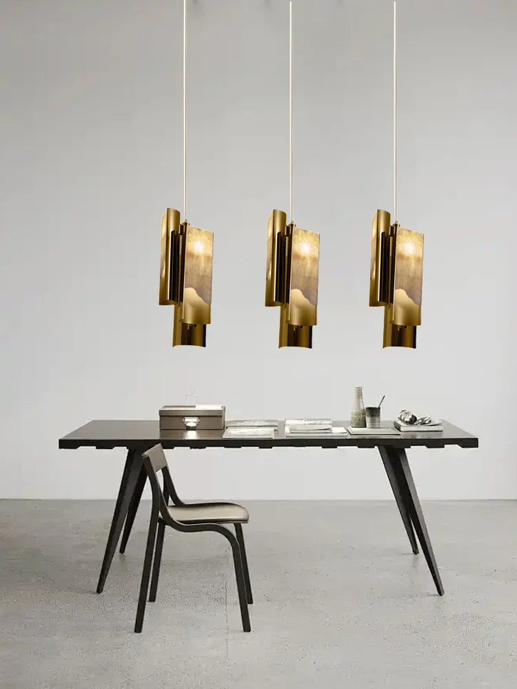 Afralia™ Luxe Marble Pendant Light: LED Bronze Hanging Lamp for Kitchen Island, Dining Table