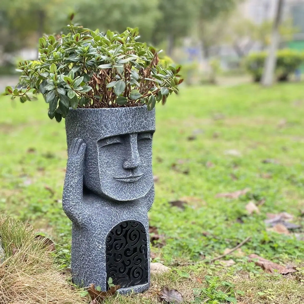 Afralia™ Easter Island Statue Sculpture Outdoor Decorative Resin Figurine