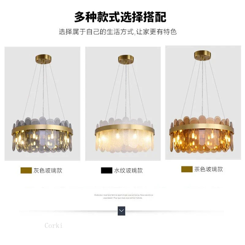 Afralia™ Nordic Crystal Glass Chandelier | Creative Designer Art Restaurant Kitchen Hanging Lamps