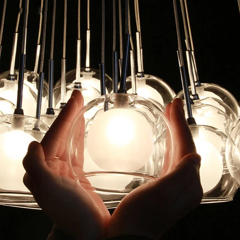 Afralia™ Colorful Glass Ball Bubble Chandelier LED Pendant for Home Dining Room Decor