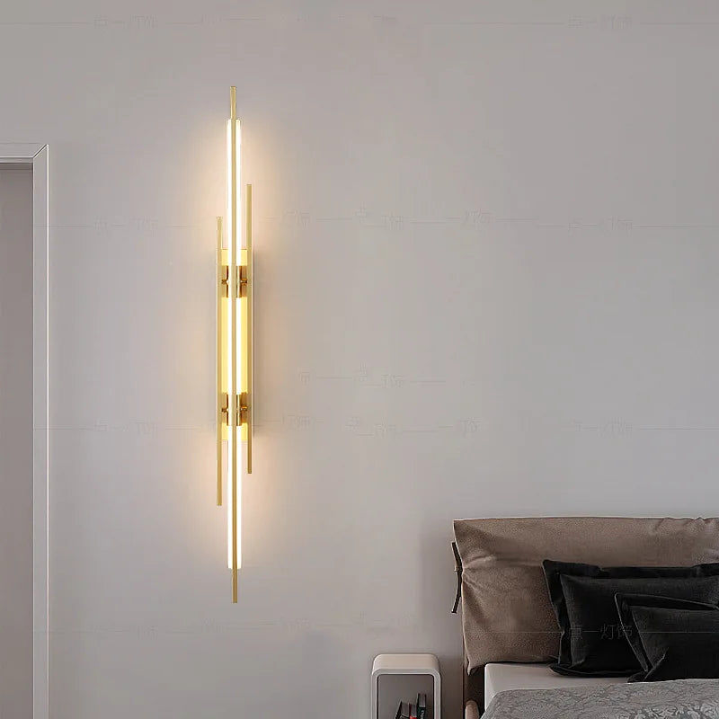 Afralia™ Acrylic Copper Wall Sconce 80/100cm Minimalist Living Room Lights