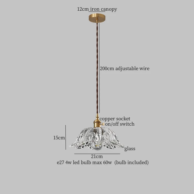 Afralia™ Clear Glass LED Hanging Lamp French Style Pendant Light for Home Decor