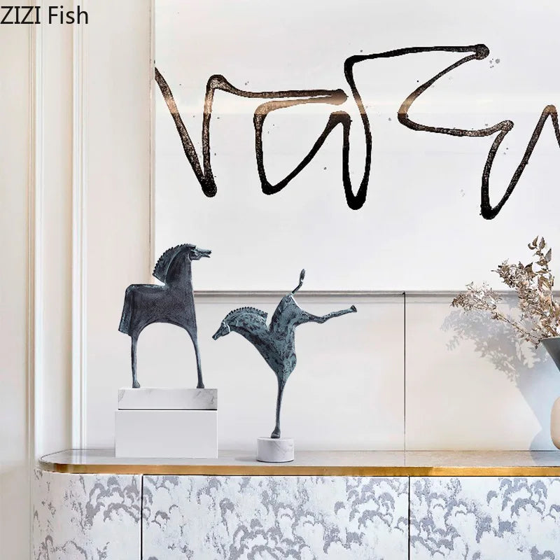 Afralia™ Iron Horse Statue - Modern Desk Decor & Room Ornaments