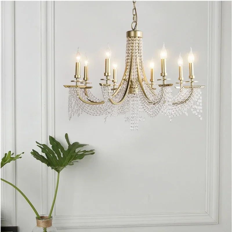 Afralia™ Crystal Candle Chandelier: Elegant Hanging Lamp for Villa, Dining Room, Bedroom, Living Room