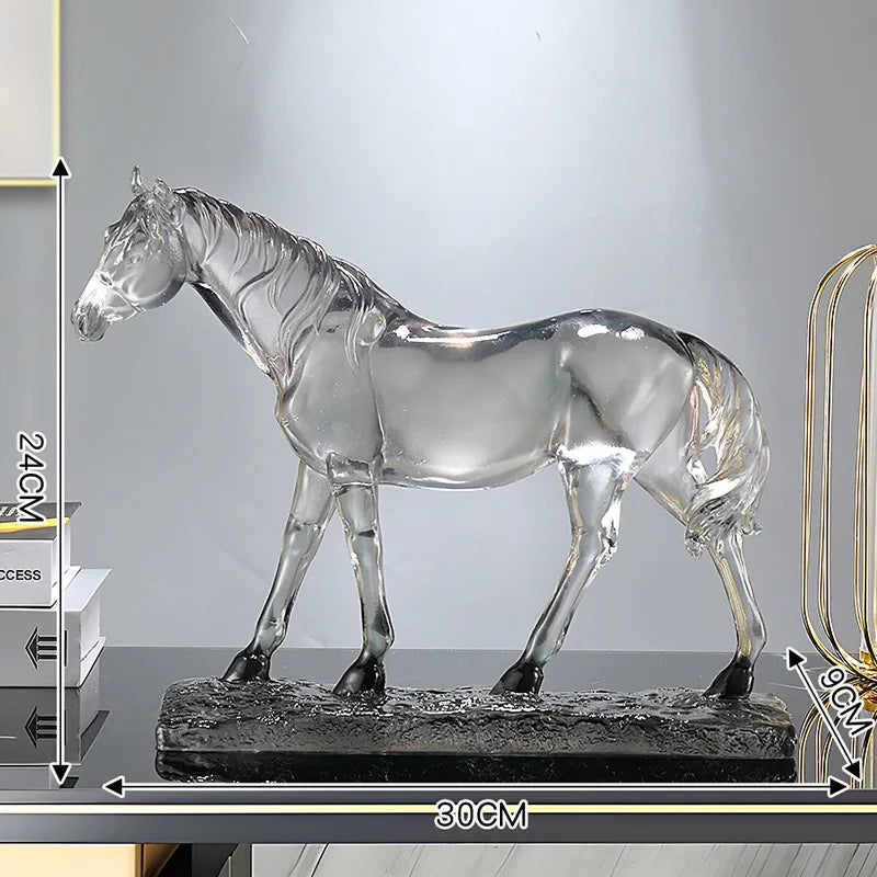 Afralia™ Horse Resin Ornament: Simulation Animal Sculpture, Transparent Colored Decor, Home Figurine