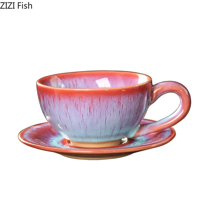 Colorful Porcelain Tea Cup & Saucer Set | Afralia™ Retro 150ml Coffee Mug