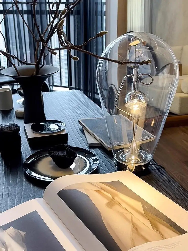 Afralia™ Glass Desk Lamp: Vintage Industrial Style Table Light for Bedroom Décor