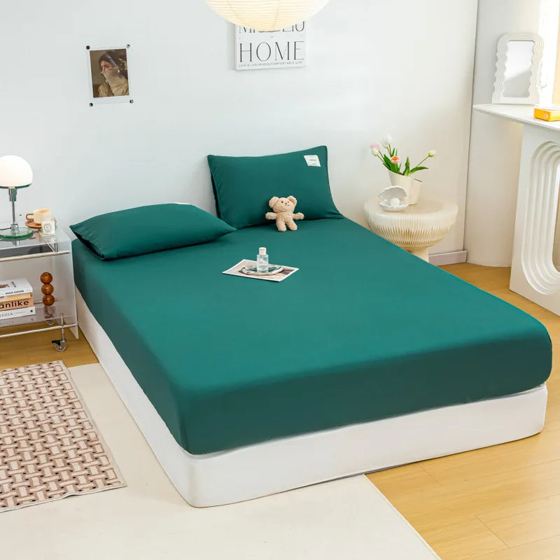 Afralia™ Solid Color Fitted Sheet 150x200 Queen Bed Soft Skin Friendly 180x200 Mattress Cover