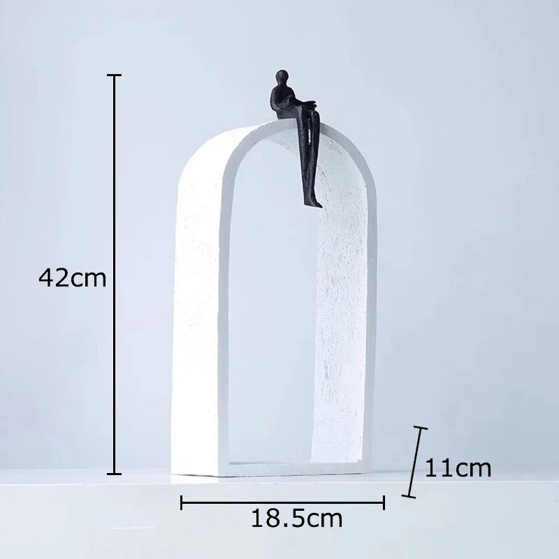 Afralia™ Reader Character Resin Sculpture Desk Ornament Abstract Geometric Statue