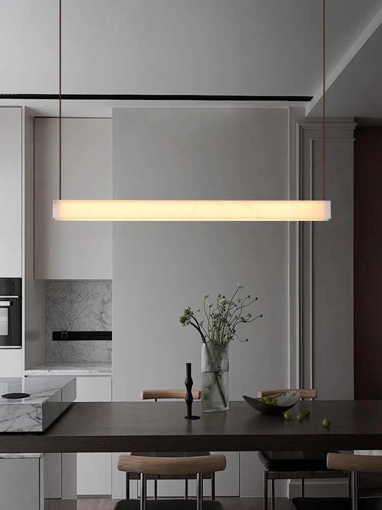 Afralia™ Marble Ceiling Pendant Light Fixture for Dining Room, Dimmable & Natural Finish