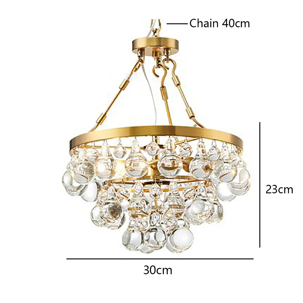 Afralia™ Crystal Bead Ceiling Pendant Lights - Retro Luxury Gold Home Decor Lighting