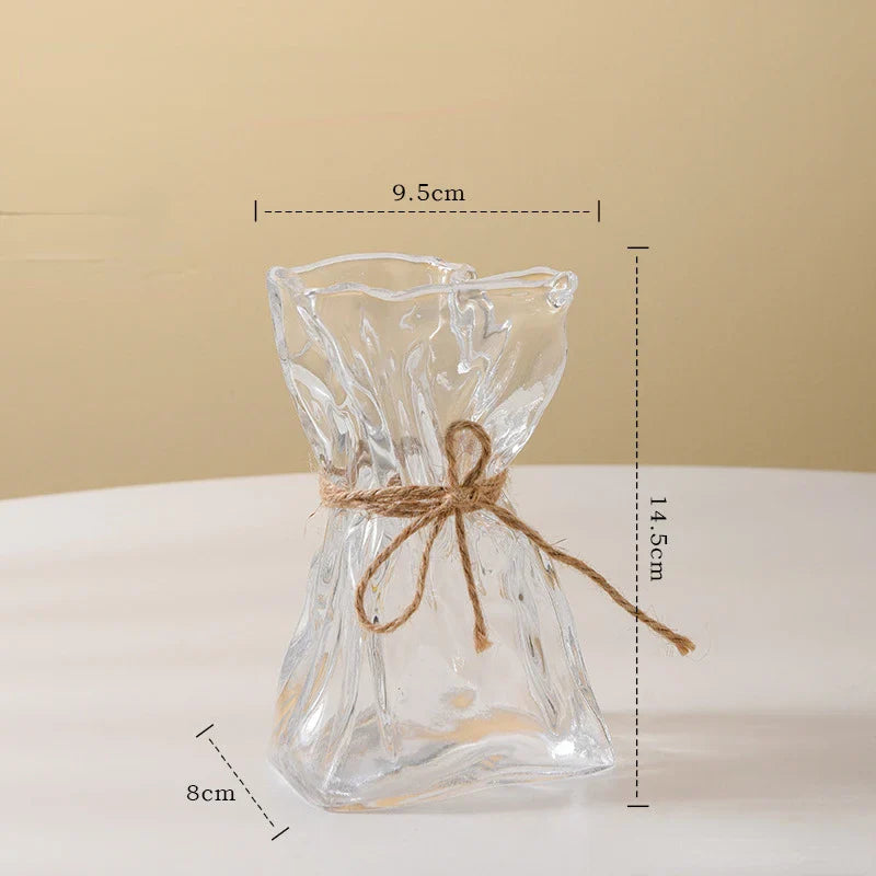 Afralia™ Clear Glass Folded Road Vase - Creative Handcrafted Hydroponic Art Vase