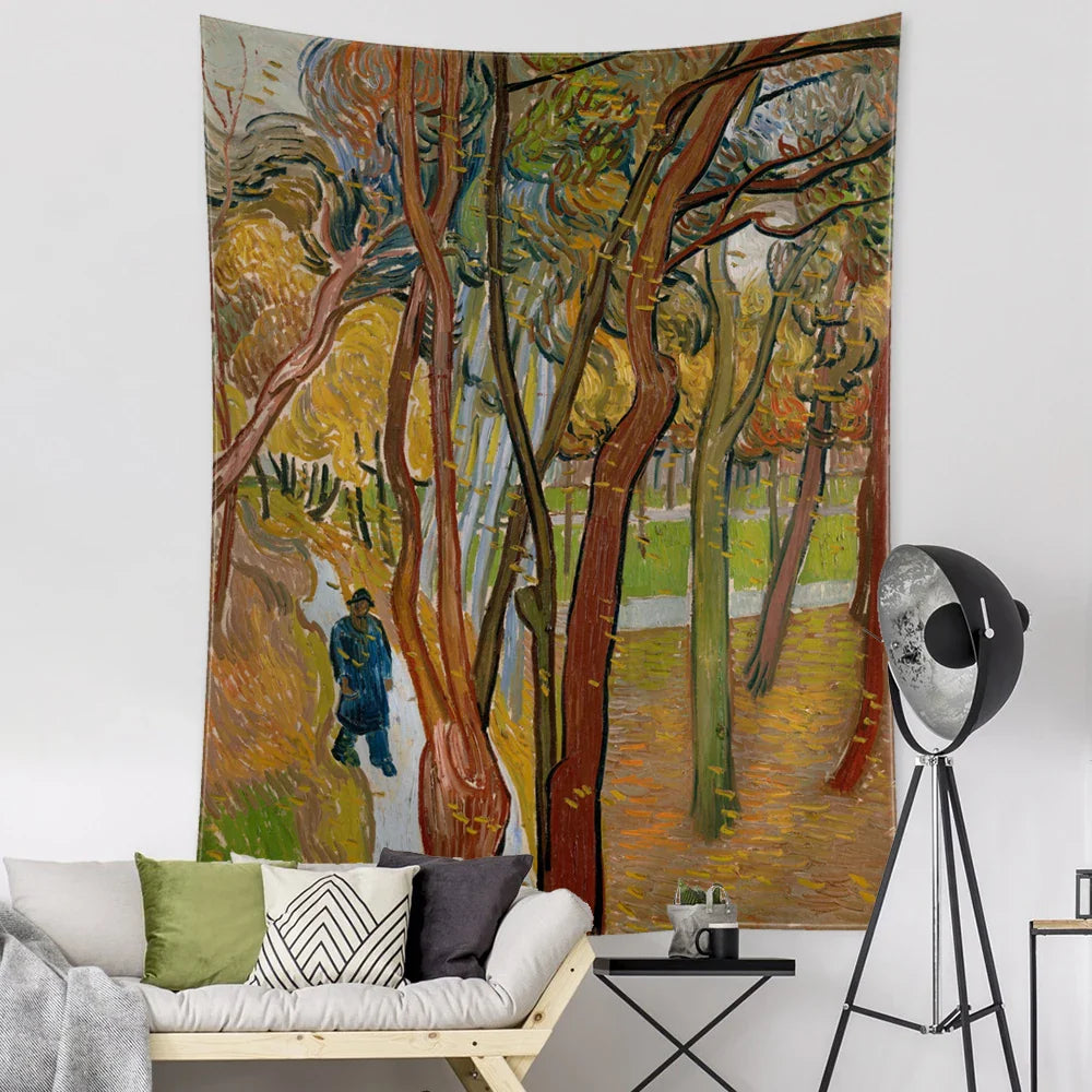 Afralia™ Van Gogh Inspired Landscape Tapestry Wall Hanging for Witchcraft Aesthetics Room Decor